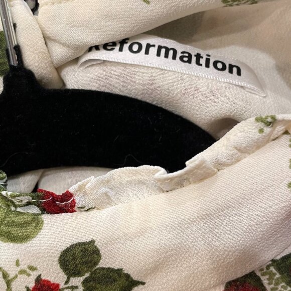 New Reformation Jourdan Christmas Mini Dress Regency Floral Small $278 - Picture 5 of 8